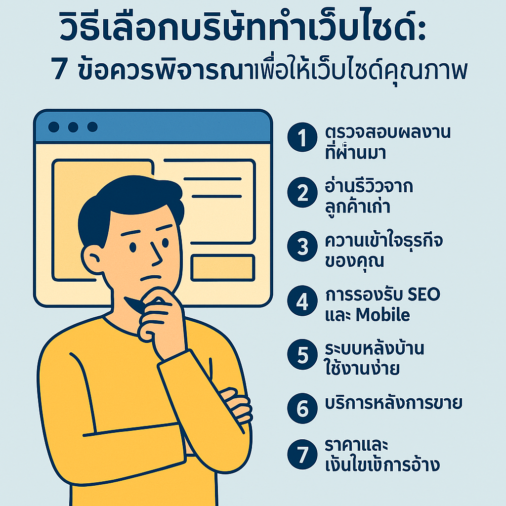 วิธีเลือกบริษัททำเว็บไซต์: 7 ข้อควรพิจารณาเพื่อให้ได้เว็บไซต์คุณภาพ
